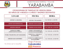 CRONOGRAMA DE TAMIZAJE DE HEMOGLOBINA DE NIÑOS DE 4 MESES A 12 AÑOS Y MADRES GESTANTES